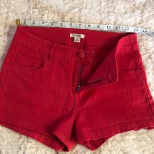 summer red cotton/spandex blend shorts